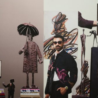 Surrealist collage of Abdulla Alkaabi wearing a Piaget Andy Warhol watch
